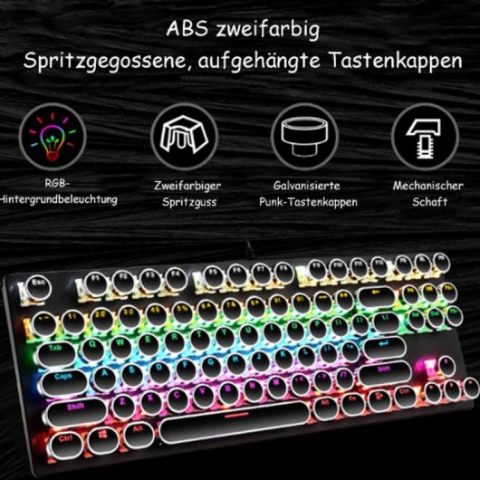 Kinsi K550 Teclado Gaming Punk Eje Transparente con Iluminación de Caracteres Blanco Qwerty USA