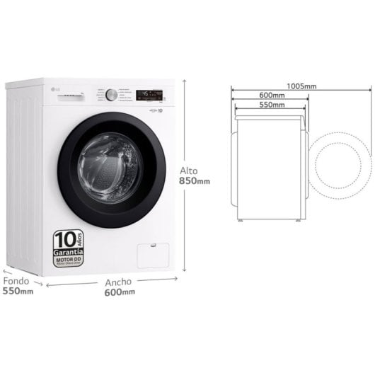 LG F4X1009NWB2019 Lavadora Carga Frontal 9Kg A Blanca