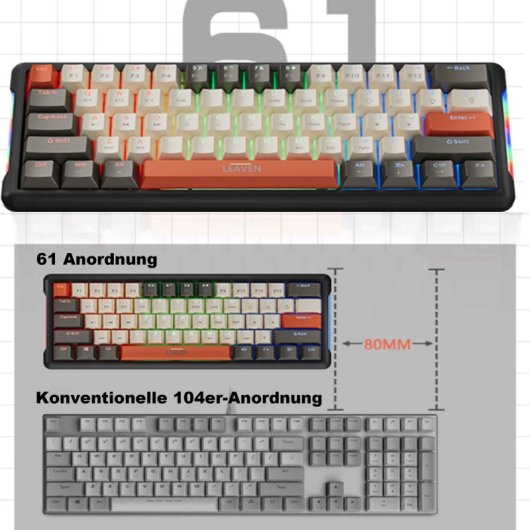 Kinsi K610 Teclado Gaming de 61 Teclas Programables Azul Qwerty USA