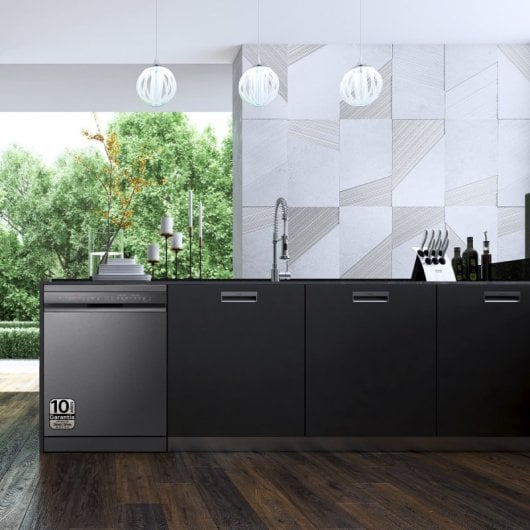 LG DF365FMS.ABMQEES Lavavajillas Capacidad 14 Cubiertos B Negro