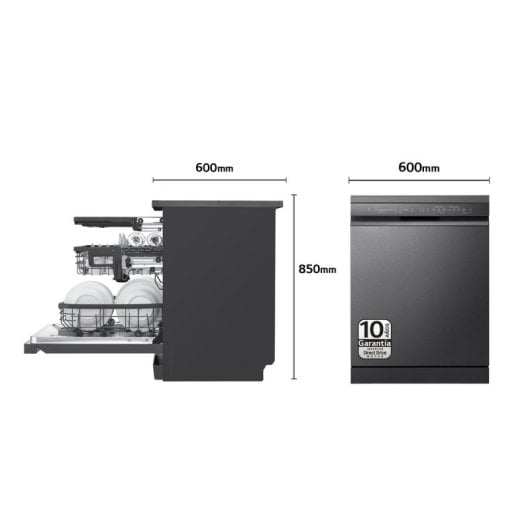 LG DF365FMS.ABMQEES Lavavajillas Capacidad 14 Cubiertos B Negro