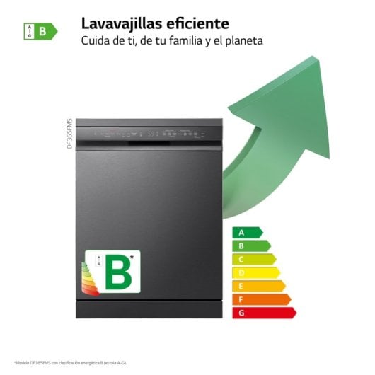 LG DF365FMS.ABMQEES Lavavajillas Capacidad 14 Cubiertos B Negro