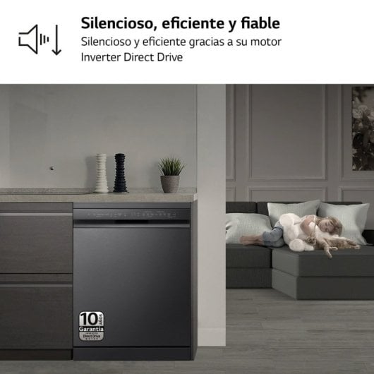 LG DF365FMS.ABMQEES Lavavajillas Capacidad 14 Cubiertos B Negro