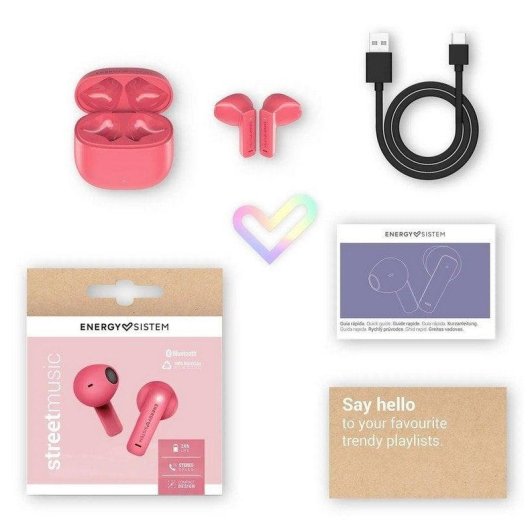 Auriculares Energy Sistem StreetMusic Inalámbricos Bluetooth True Wireless, Voice Assistant, Rosa