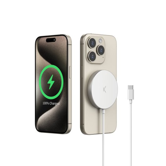 Ksix MagniBoost Cargador Inalámbrico Compatible Apple Magsafe con Wireless Charging 2.0 Blanco