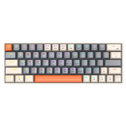 Kinsi T30 Teclado Mecánico Gaming con 63 Teclas y Luces RGB Ajustable Gris Qwerty USA