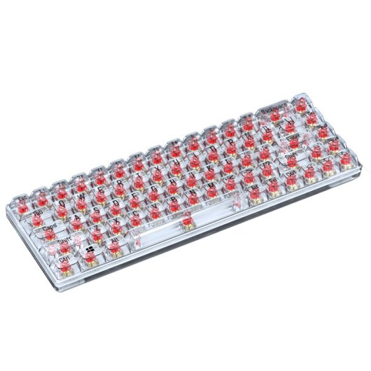 Kinsi T40 Teclado Mecánico Gaming con 68 Teclas Transparentes Rojo Qwerty USA