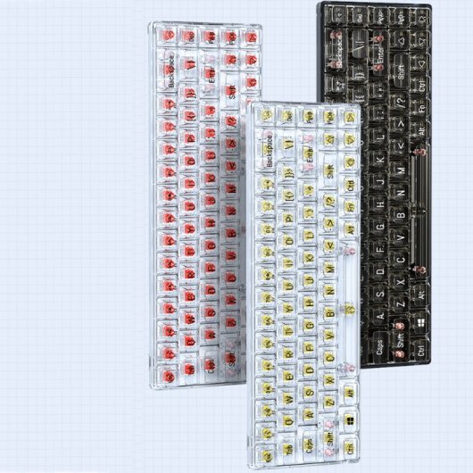 Kinsi T40 Teclado Mecánico Gaming con 68 Teclas Transparentes Rojo Qwerty USA
