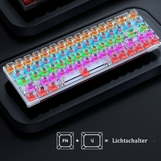Kinsi T40 Teclado Mecánico Gaming con 68 Teclas Transparentes Rojo Qwerty USA