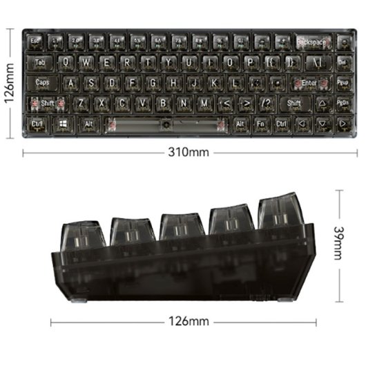 Kinsi T40 Teclado Mecánico Gaming con 68 Teclas Transparentes Negro Qwerty USA