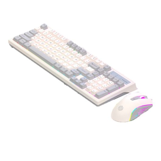 Kinsi KM800 Teclado Retro RGB con Ratón Incluido Gris Qwerty USA