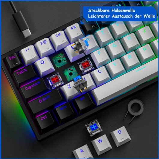 Kinsi K710 Teclado Gaming de 71 Teclas y Luces RGB Negro Qwerty USA