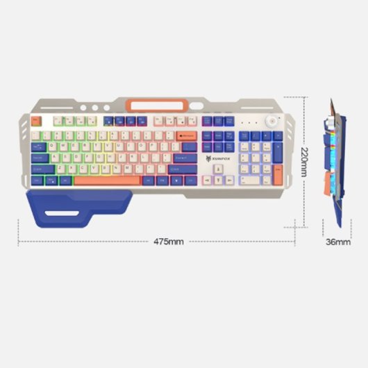 Kinsi K90 Teclado Gaming RGB Retro con 104 Teclas más Ratón Incluido Azul Qwerty USA