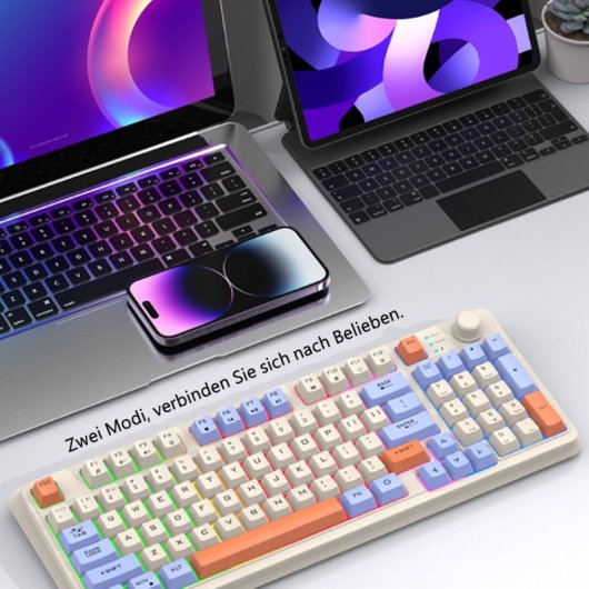 Kinsi K94 Teclado Retro con Efecto de Luz Mixta Azul Qwerty USA