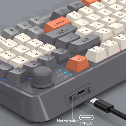 Kinsi K94 Teclado Retro con Efecto de Luz Mixta Azul Qwerty USA
