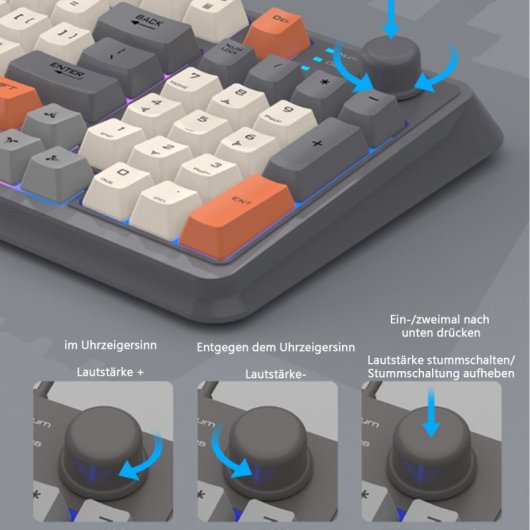 Kinsi K94 Teclado Retro con Efecto de Luz Mixta Azul Qwerty USA