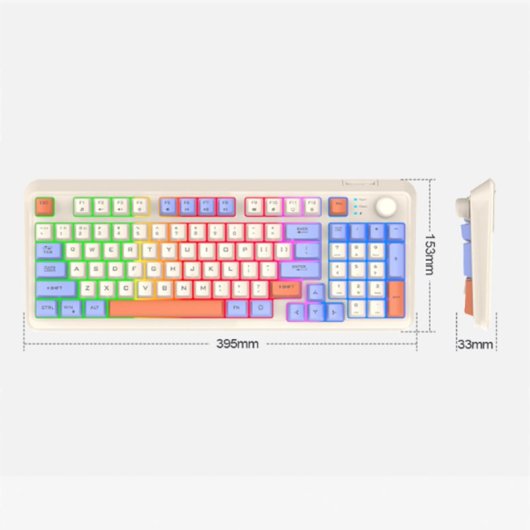 Kinsi K94 Teclado Retro con Efecto de Luz Mixta Azul Qwerty USA