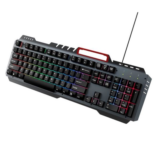 Kinsi T16 Teclado Gaming de 104 Teclas Metal Retroiluminadas Negro Qwerty USA