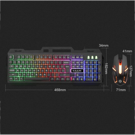 Kinsi KM520 Teclado Gaming de 104 Teclas y Panel Metálico Blanco más Ratón Incluido Qwerty USA