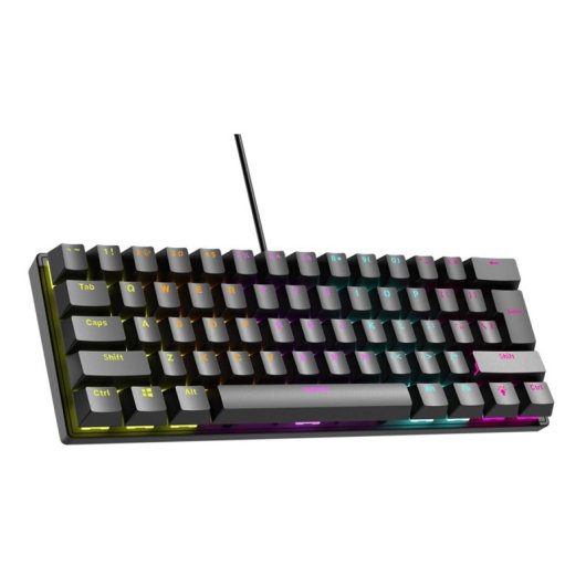 Kinsi T61 Teclado Gaming de 63 Teclas con 12 Efectos de Luz Negro Qwerty USA