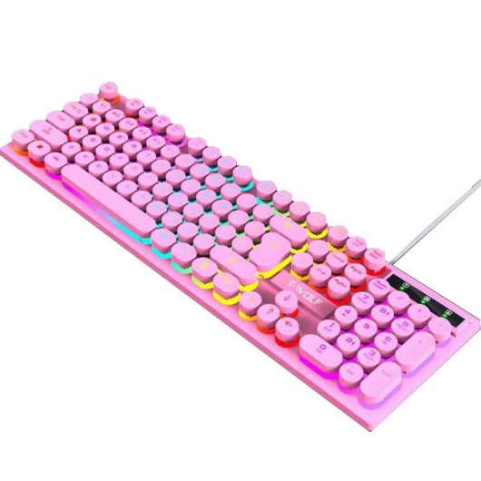 Kinsi T80 Teclado Gaming de 104 Teclas Retro Punk Rosa Qwerty USA
