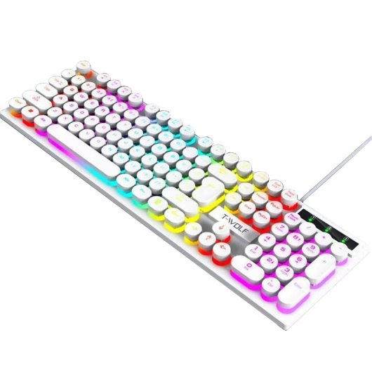 Kinsi T80 Teclado Gaming de 104 Teclas Retro Punk Blanco Qwerty USA
