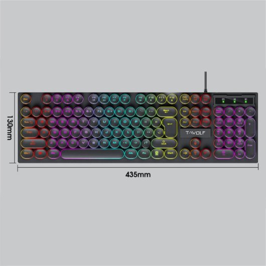 Kinsi T80 Teclado Gaming de 104 Teclas Retro Punk Negro Qwerty USA