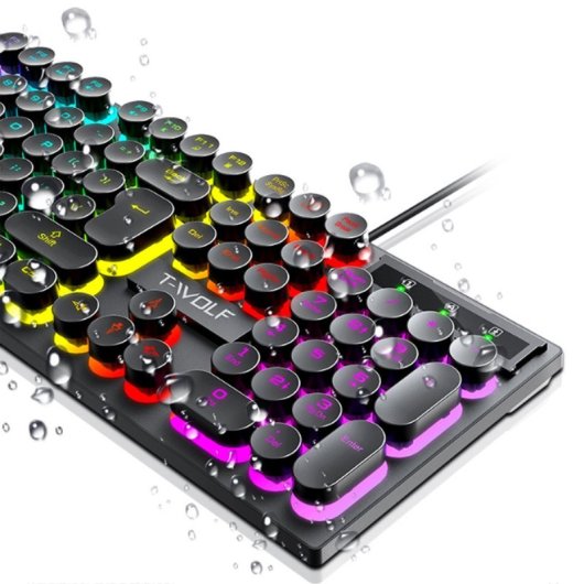 Kinsi T80 Teclado Gaming de 104 Teclas Retro Punk Negro Qwerty USA