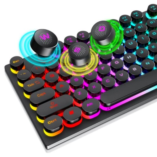 Kinsi T80 Teclado Gaming de 104 Teclas Retro Punk Negro Qwerty USA