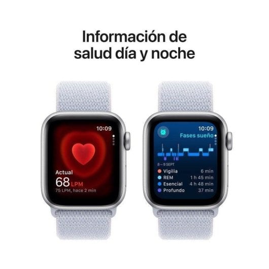 Apple Watch SE GPS NFC 40mm OLED Aluminium Argent Bracelet Sport Bleu S/M Résistant à l'eau 50m