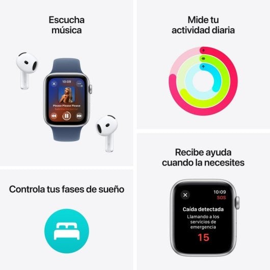 Apple Watch SE GPS 40mm Caja de Aluminio Blanco Estrella con Correa Deportiva Blanco Estrella S/M