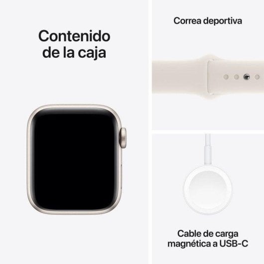 Apple Watch SE GPS NFC 40mm OLED Aluminium Blanc Étoile Bracelet S/M Résistant à l’eau Pulsomètre