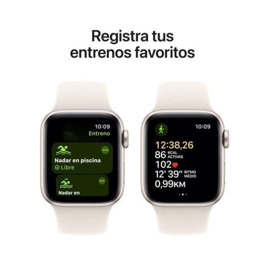 Apple Watch SE GPS NFC 40mm OLED Aluminium Blanc Étoile M/L Étanche 50m Pulsomètre