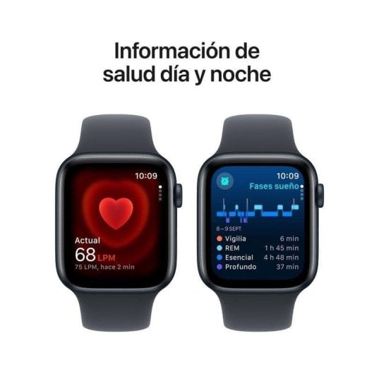 Apple Watch SE GPS 44mm OLED Minuit M/L Étanche 50m Pulsomètre Moniteur de Sommeil SOS