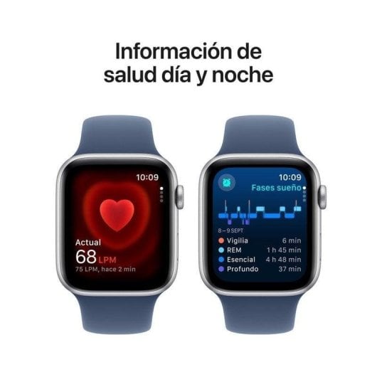 Apple Watch SE GPS NFC 44mm OLED Argento con Cinturino Blu M/L Resistente all’Acqua 50m