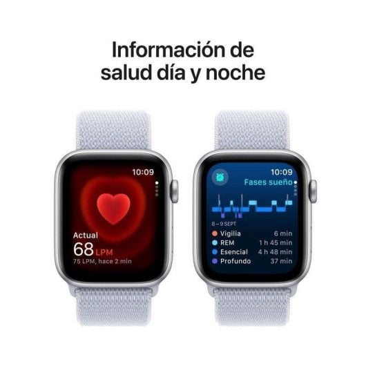 Apple Watch SE GPS NFC 44mm OLED Silber Blau S/M Wasserdicht Pulsmesser Schlaftracking SOS