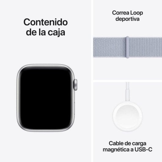 Apple Watch SE GPS NFC 44mm OLED Silber Blau S/M Wasserdicht Pulsmesser Schlaftracking SOS
