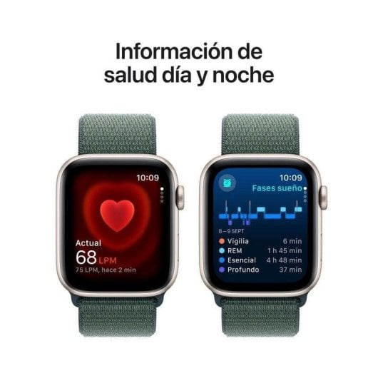 Apple Watch SE GPS NFC 44mm OLED Alluminio Bianco Stella Correa Verde Lago S/M Resistente all’Acqua 50m