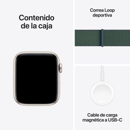 Apple Watch SE GPS NFC 44mm OLED Alluminio Bianco Stella Correa Verde Lago S/M Resistente all’Acqua 50m