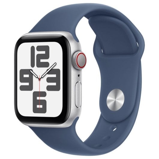 Apple Watch SE GPS + Cellular Boîtier en aluminium argenté de 40 mm avec bracelet sport en denim - S/M