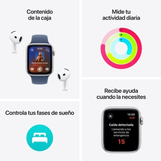 Apple Watch SE GPS + Cellular Boîtier en aluminium argenté de 40 mm avec bracelet sport en denim - S/M