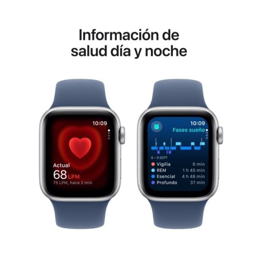 Apple Watch SE GPS + Cellular Boîtier en aluminium argenté de 40 mm avec bracelet sport en denim - S/M