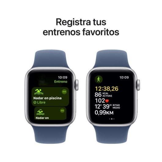 Apple Watch SE GPS + Cellular Boîtier en aluminium argenté de 40 mm avec bracelet sport en denim - S/M
