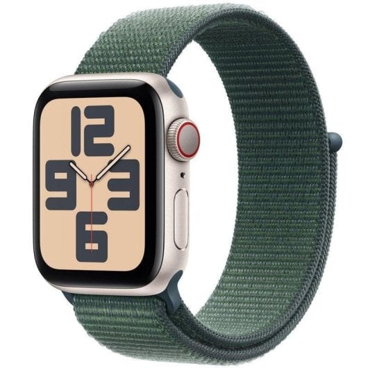 Apple Watch SE GPS + Cellular 40mm OLED Alluminio Bianco Stella Loop Sportiva Verde Lago S/M