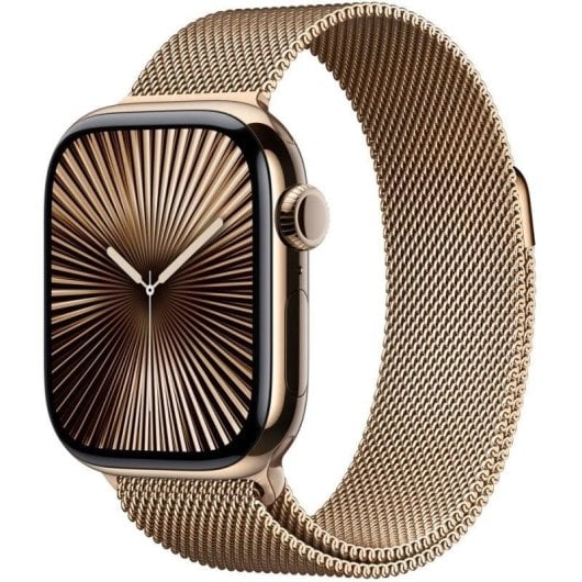 Apple Watch Series 10 GPS + Cellular 46mm OLED Titanio Oro Milanese Loop S/M Resistenza Acqua IP6X 50m