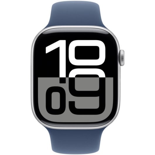 Apple Watch Series 10 GPS 46mm Caja Aluminio Plata con Correa Deportiva Azul Denim S/M