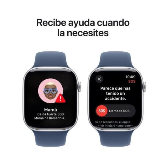 Apple Watch Series 10 GPS 46mm OLED Aluminium Argent Bracelet Bleu S/M Étanche IP6X Pulsomètre