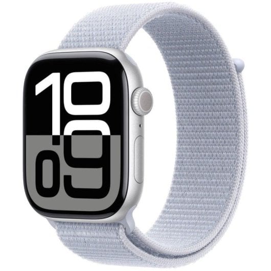 Apple Watch Series 10 GPS 46mm OLED Aluminium Argent avec Loop Sport Bleu Taille Unique Étanche IP6X Pulsomètre SpO2