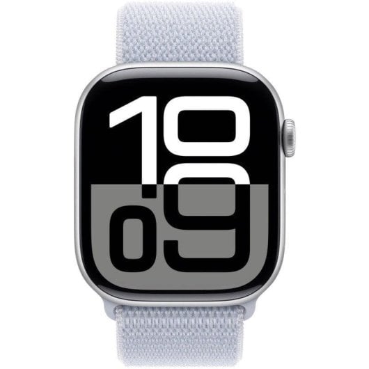 Apple Watch Series 10 GPS 46mm OLED Aluminium Argent avec Loop Sport Bleu Taille Unique Étanche IP6X Pulsomètre SpO2