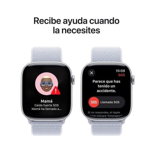 Apple Watch Series 10 GPS 46mm OLED Aluminium Argent avec Loop Sport Bleu Taille Unique Étanche IP6X Pulsomètre SpO2